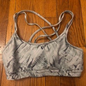 Athleta Grey Abstract Print Strappy Sports Bra - size s